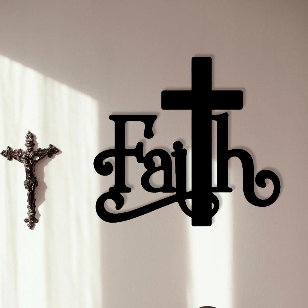 Christianartworkshop Modern Faith Word Cross Metal Wall Decor: A Powerful Symbol of Faith - image 1