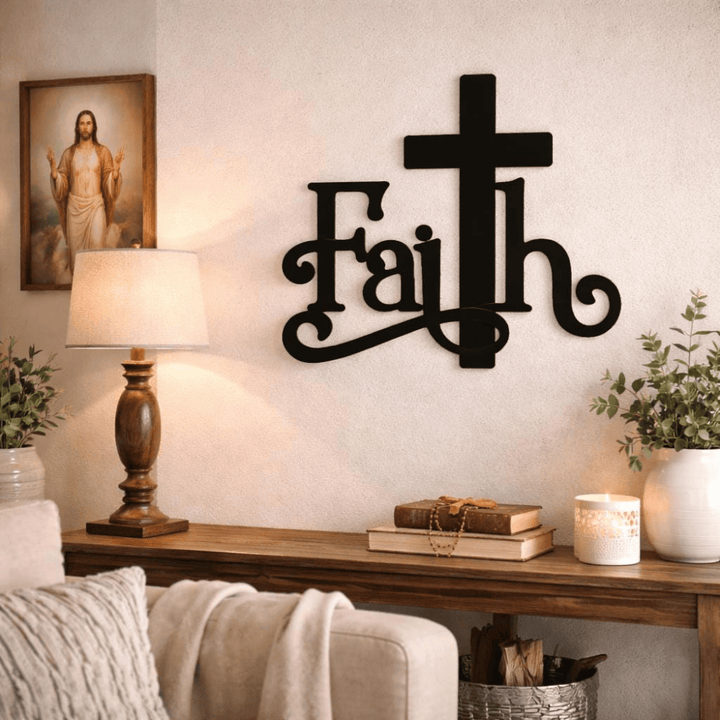 Christianartworkshop Modern Faith Word Cross Metal Wall Decor: A Powerful Symbol of Faith - image 2