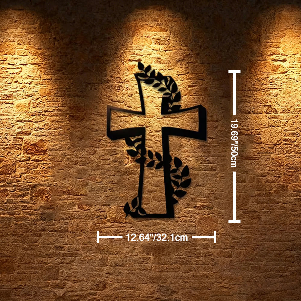 Christianartworkshop Modern Cross With Leafy Vine Metal Wall Decor: A Powerful Statement of Growing Faith - 12.64''*19.69''*0.06''/32.1cm*50cm*0.15cm - image 6