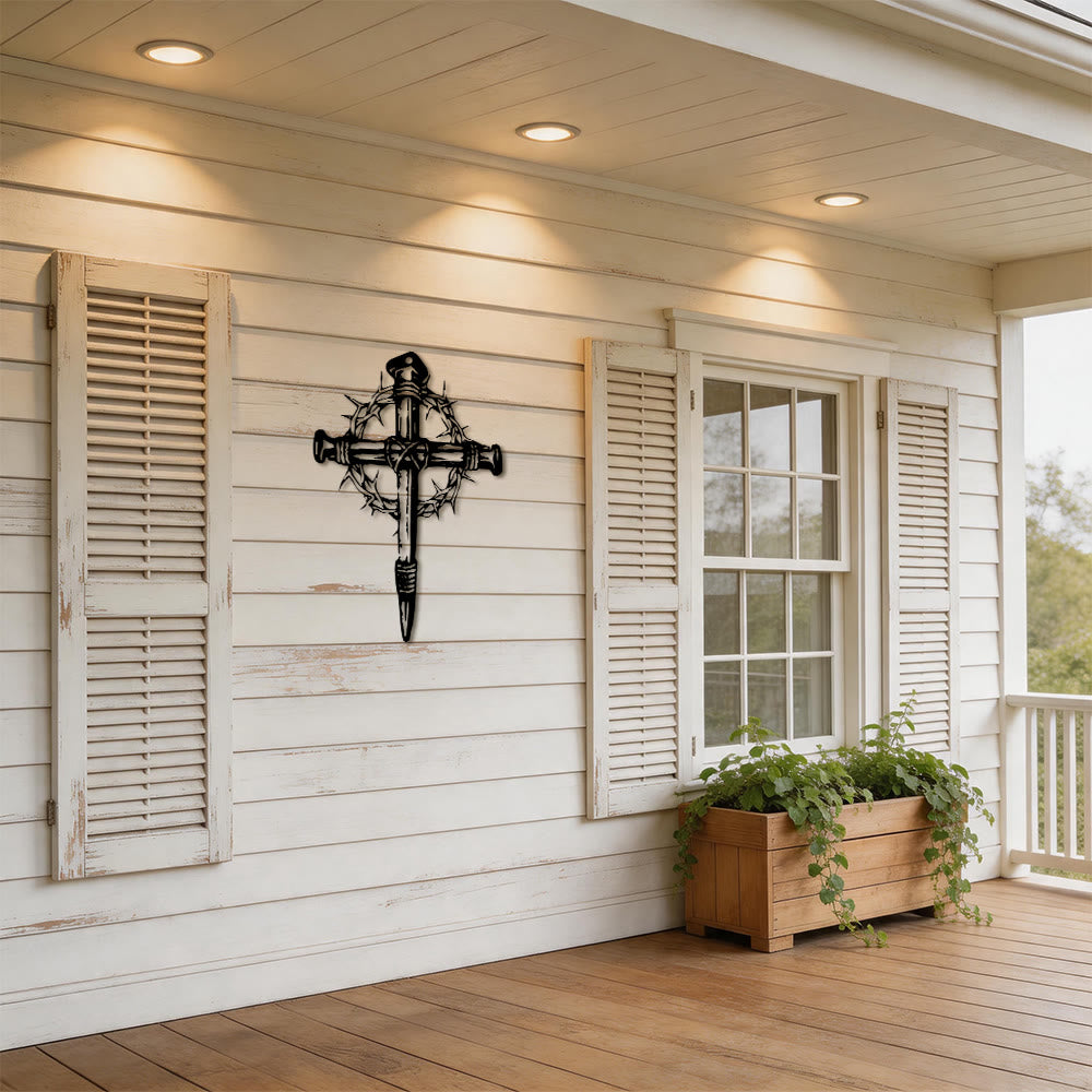 Christianartworkshop Nail Cross With Crown of Thorns Metal Wall Decor: A Symbol of Christ’s Sacrifice - image 4