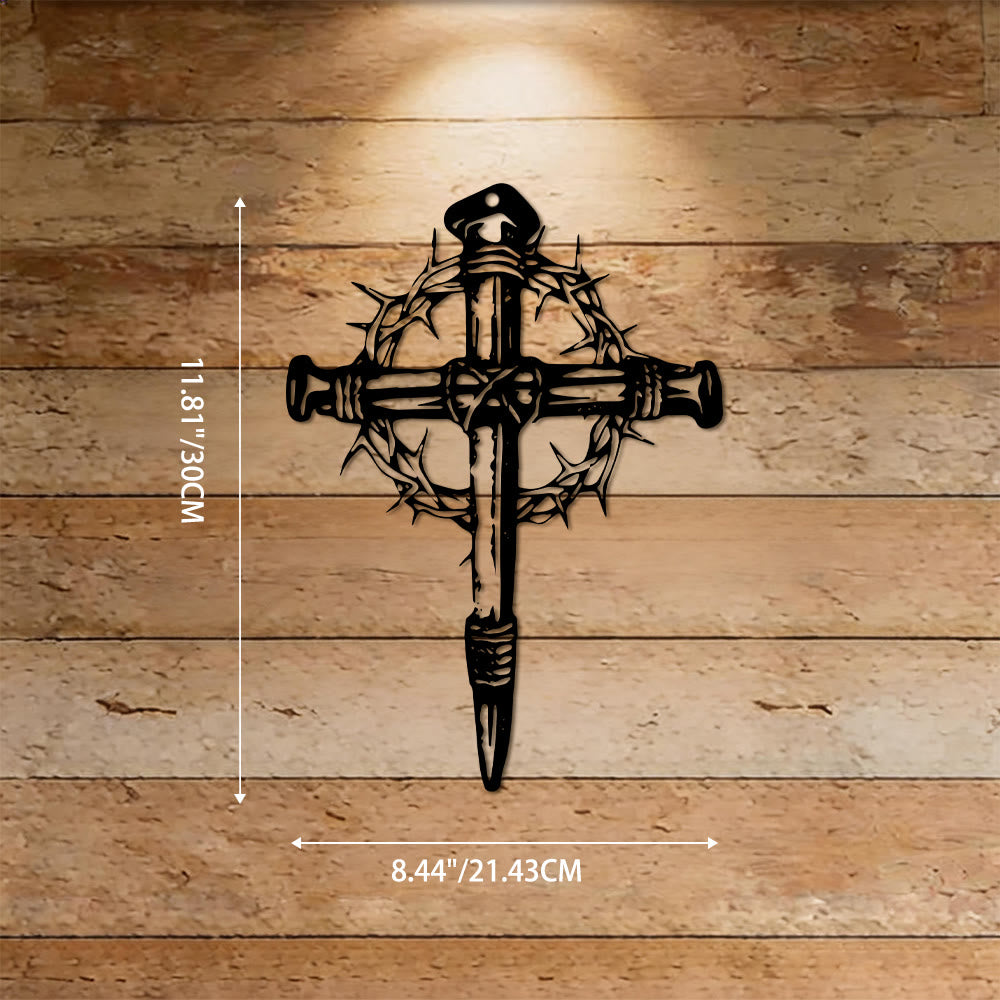 Christianartworkshop Nail Cross With Crown of Thorns Metal Wall Decor: A Symbol of Christ’s Sacrifice - 8.43"*11.81''*0.04''/21.43cm*30cm*0.1cm - image 7