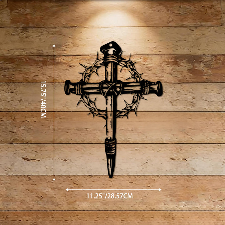 Christianartworkshop Nail Cross With Crown of Thorns Metal Wall Decor: A Symbol of Christ’s Sacrifice - 11.25''*15.75''*0.04''/28.57cm*40cm*0.1cm - image 8
