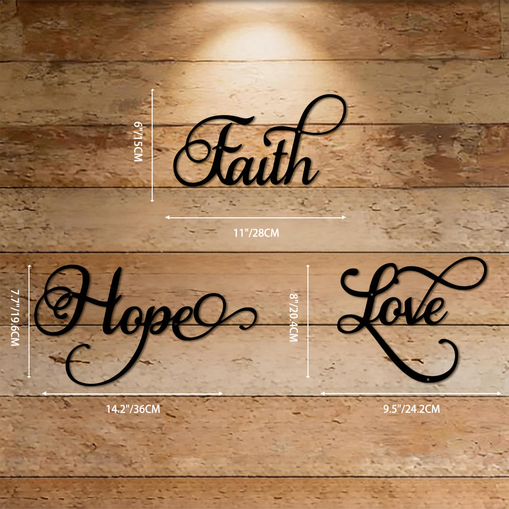 Christianartworkshop Modern Faith Hope Love Script Metal Wall Decor: A Powerful Statement of Belief - Set of 3 - image 7