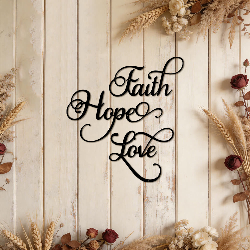 Christianartworkshop Modern Faith Hope Love Script Metal Wall Decor: A Powerful Statement of Belief - image 4