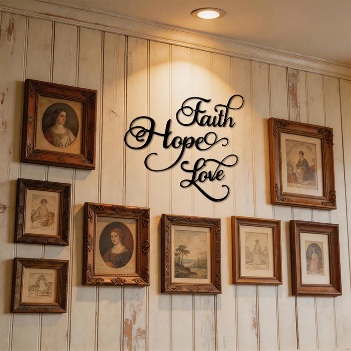 Christianartworkshop Modern Faith Hope Love Script Metal Wall Decor: A Powerful Statement of Belief - image 3