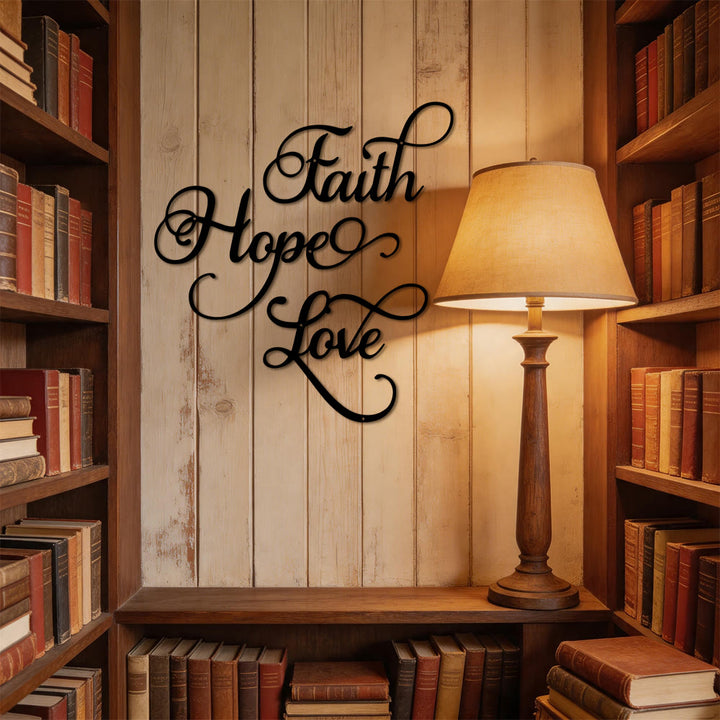 Christianartworkshop Modern Faith Hope Love Script Metal Wall Decor: A Powerful Statement of Belief - image 6