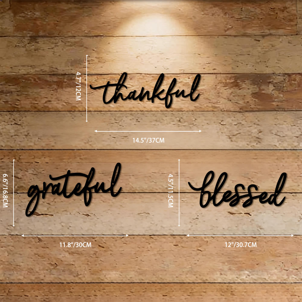 Christianartworkshop Modern Thankful Grateful Blessed Script Metal Wall Decor: A Powerful Statement of Gratitude - Set of 3 - image 7