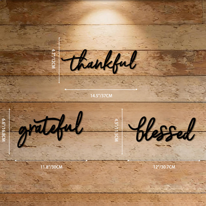 Christianartworkshop Modern Thankful Grateful Blessed Script Metal Wall Decor: A Powerful Statement of Gratitude - Set of 3 - image 7