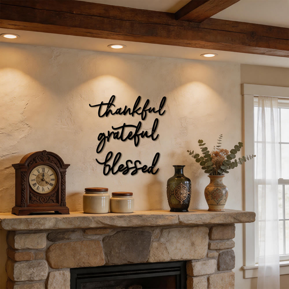 Christianartworkshop Modern Thankful Grateful Blessed Script Metal Wall Decor: A Powerful Statement of Gratitude - image 4