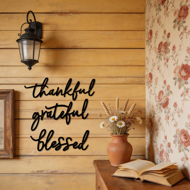Christianartworkshop Modern Thankful Grateful Blessed Script Metal Wall Decor: A Powerful Statement of Gratitude - image 5