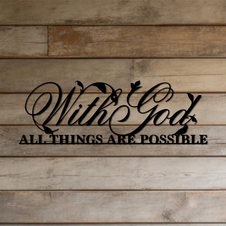 Christianartworkshop With God All Things Are Possible Metal Wall Decor: A Tribute to Faith in God’s Limitless Power - image 0