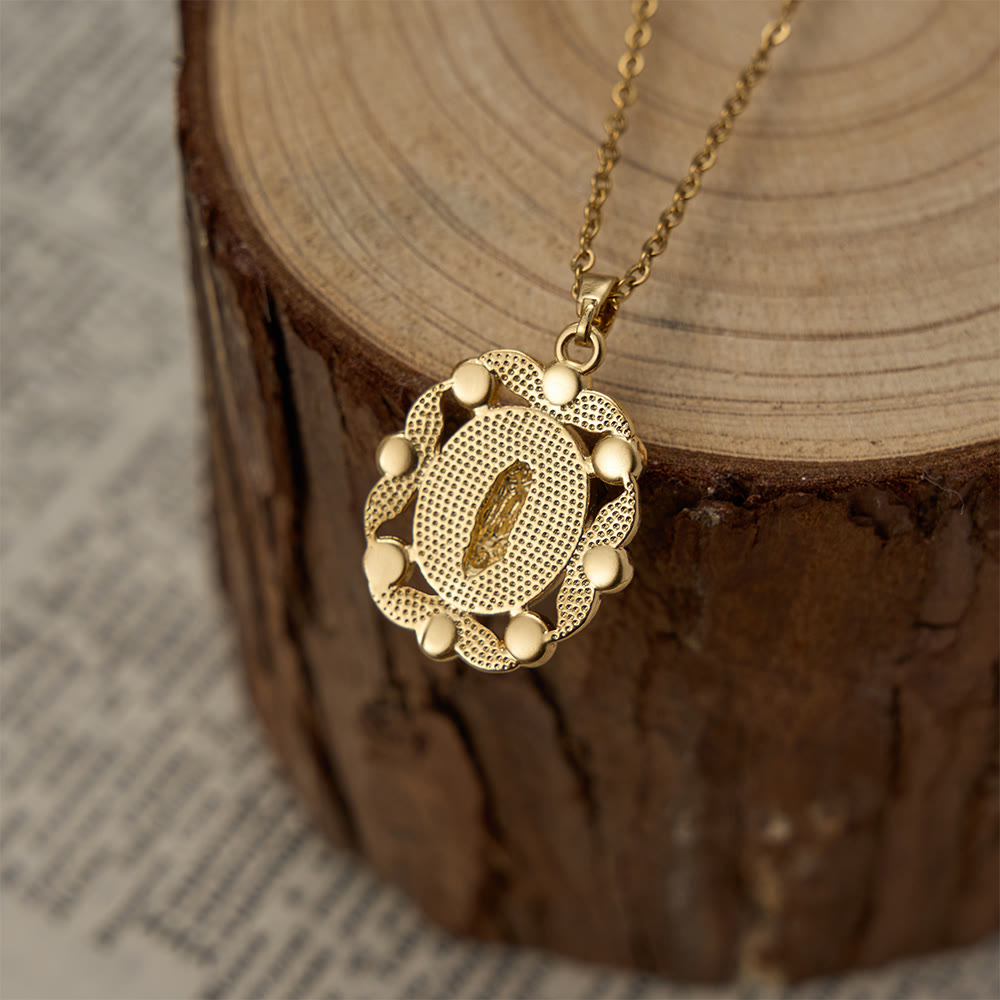 Christianartworkshop Vintage Our Lady Pendant Necklace with Mother of Pearl & White Beads: A Symbol of Marian Grace - image 4