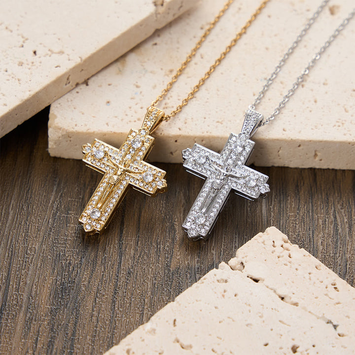 Christianartworkshop Intricate Iced-Out Crucifix Necklace with Detailed Jesus Figure: A Reminder of Sacred Truth and Guidance - image 3