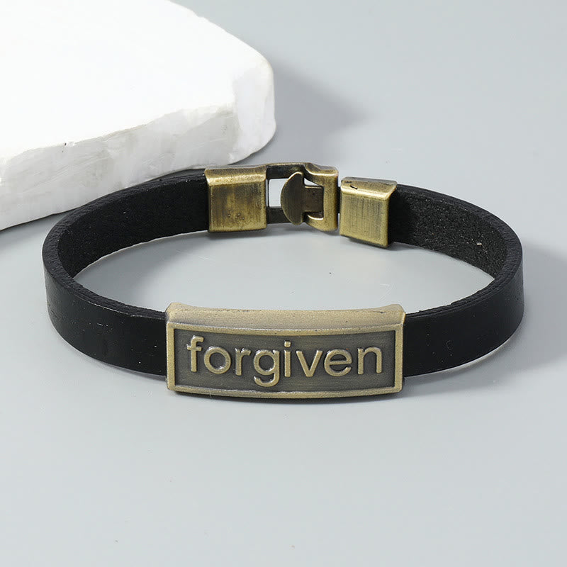 Christianartworkshop Two-Tone Leather Forgiven Bracelet with Antiqued Brass Accents: A Reminder of Divine Grace - image 4