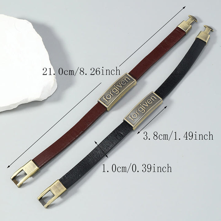 Christianartworkshop Two-Tone Leather Forgiven Bracelet with Antiqued Brass Accents: A Reminder of Divine Grace - image 6