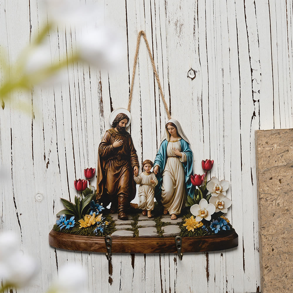 Nativity Wall Hanging Key Rack – Holy Family Jesus Our Lady Vintage ...