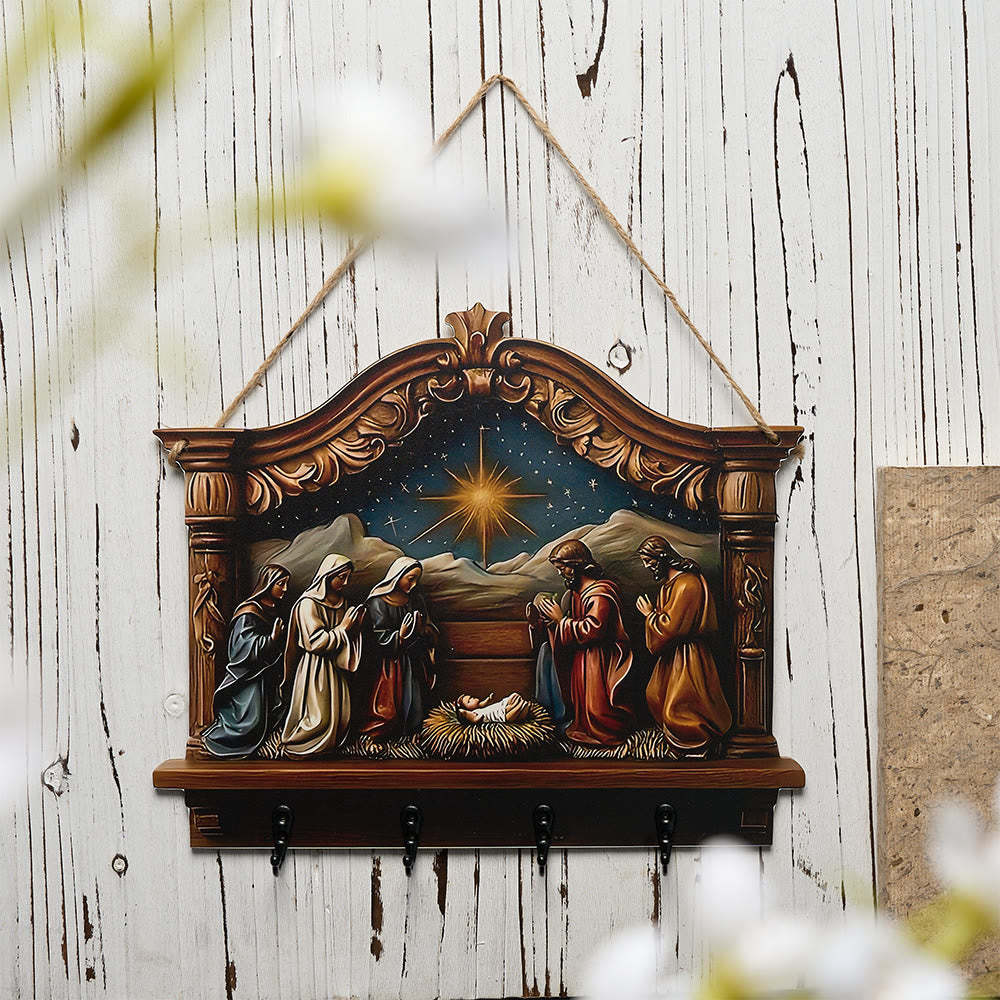 Nativity Wall Hanging Key Rack – Holy Family Jesus Our Lady Vintage ...