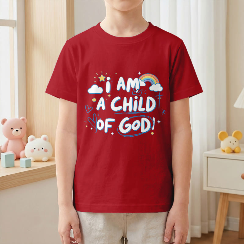 Christianartworkshop Whimsical Cloud & Cross Kids T-Shirt with I Am a Child of God - image 5