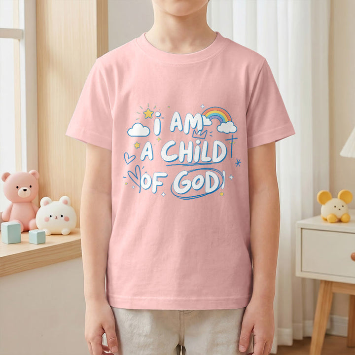 Christianartworkshop Whimsical Cloud & Cross Kids T-Shirt with I Am a Child of God - image 8