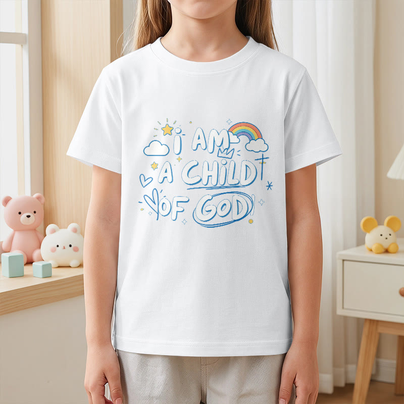 Christianartworkshop Whimsical Cloud & Cross Kids T-Shirt with I Am a Child of God - image 13
