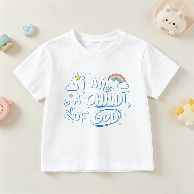 Christianartworkshop Whimsical Cloud & Cross Kids T-Shirt with I Am a Child of God - White - US/UK/AU 14, EU170 - image 12