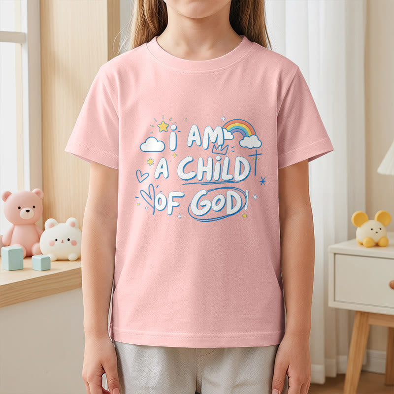 Christianartworkshop Whimsical Cloud & Cross Kids T-Shirt with I Am a Child of God - image 7