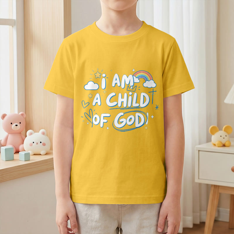 Christianartworkshop Whimsical Cloud & Cross Kids T-Shirt with I Am a Child of God - image 29
