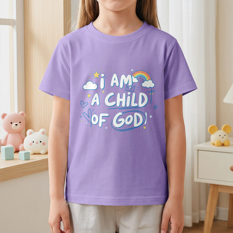 Christianartworkshop Whimsical Cloud & Cross Kids T-Shirt with I Am a Child of God - image 1