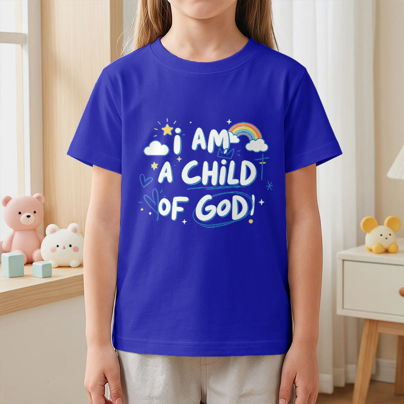 Christianartworkshop Whimsical Cloud & Cross Kids T-Shirt with I Am a Child of God - image 19