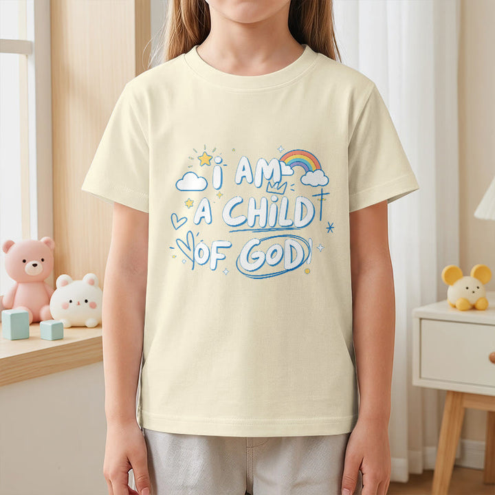 Christianartworkshop Whimsical Cloud & Cross Kids T-Shirt with I Am a Child of God - image 22