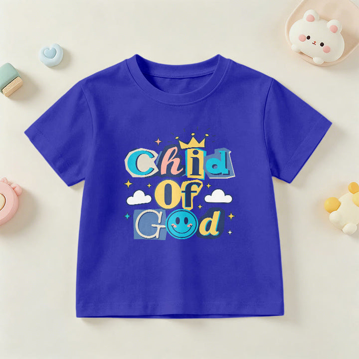Christianartworkshop Whimsical Crown and Star Accent Child of God Kids T-Shirt - Blue - US/UK/AU 14, EU170 - image 3