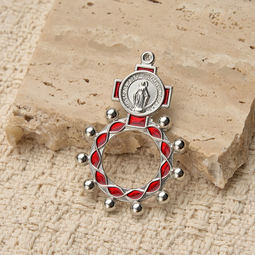 Christianartworkshop Vibrant Enamel Our Lady Finger Rosary with Round Prayer Bead Accents: A Daily Symbol of Comfort and Hope - image 3