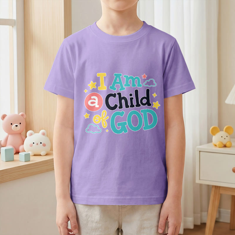 Christianartworkshop Devotional Whimsical Cloud and Star I Am a Child of God Kids T-Shirt - image 7