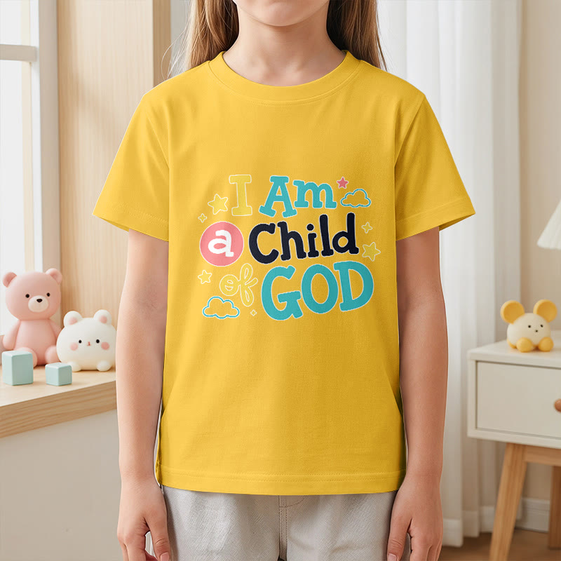 Christianartworkshop Devotional Whimsical Cloud and Star I Am a Child of God Kids T-Shirt - image 29