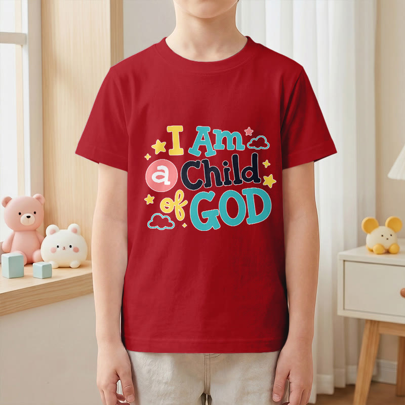 Christianartworkshop Devotional Whimsical Cloud and Star I Am a Child of God Kids T-Shirt - image 1