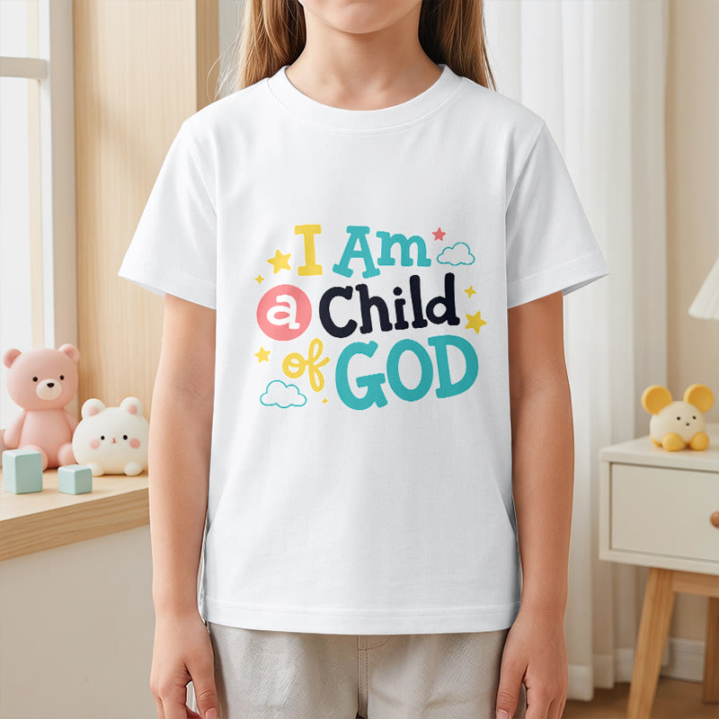 Christianartworkshop Devotional Whimsical Cloud and Star I Am a Child of God Kids T-Shirt - image 17