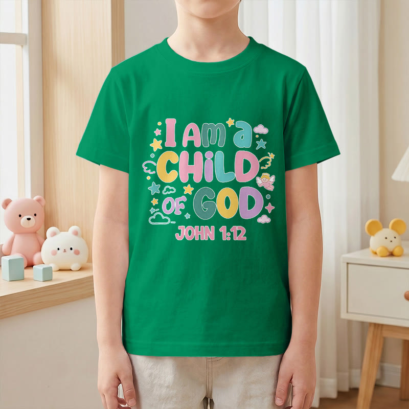 Christianartworkshop Whimsical Angel and Star Accent I Am a Child of God John 1:12 Kids T-Shirt - image 16