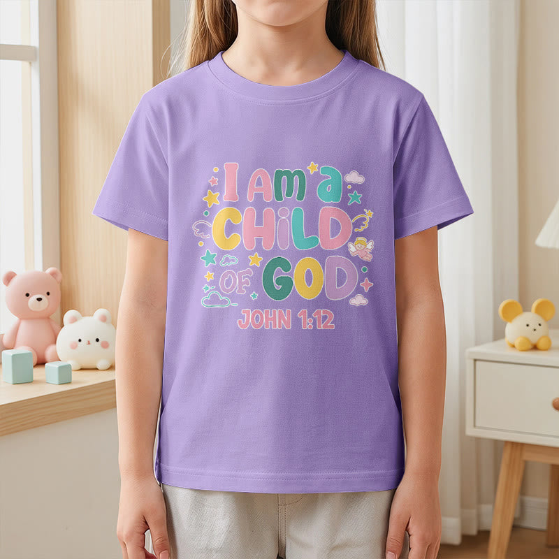 Christianartworkshop Whimsical Angel and Star Accent I Am a Child of God John 1:12 Kids T-Shirt - image 8