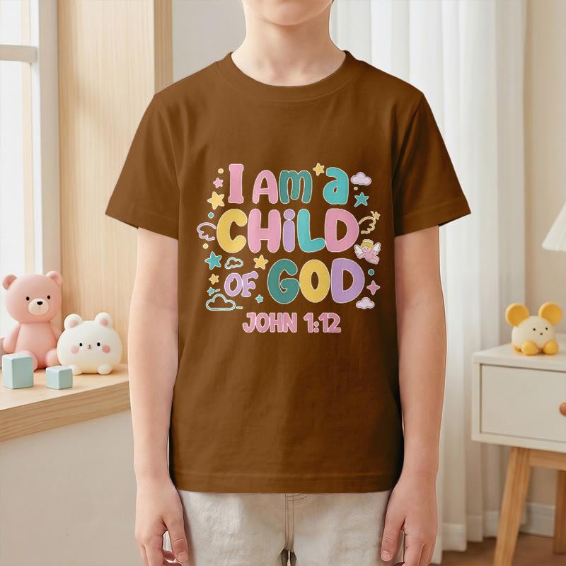 Christianartworkshop Whimsical Angel and Star Accent I Am a Child of God John 1:12 Kids T-Shirt - image 22