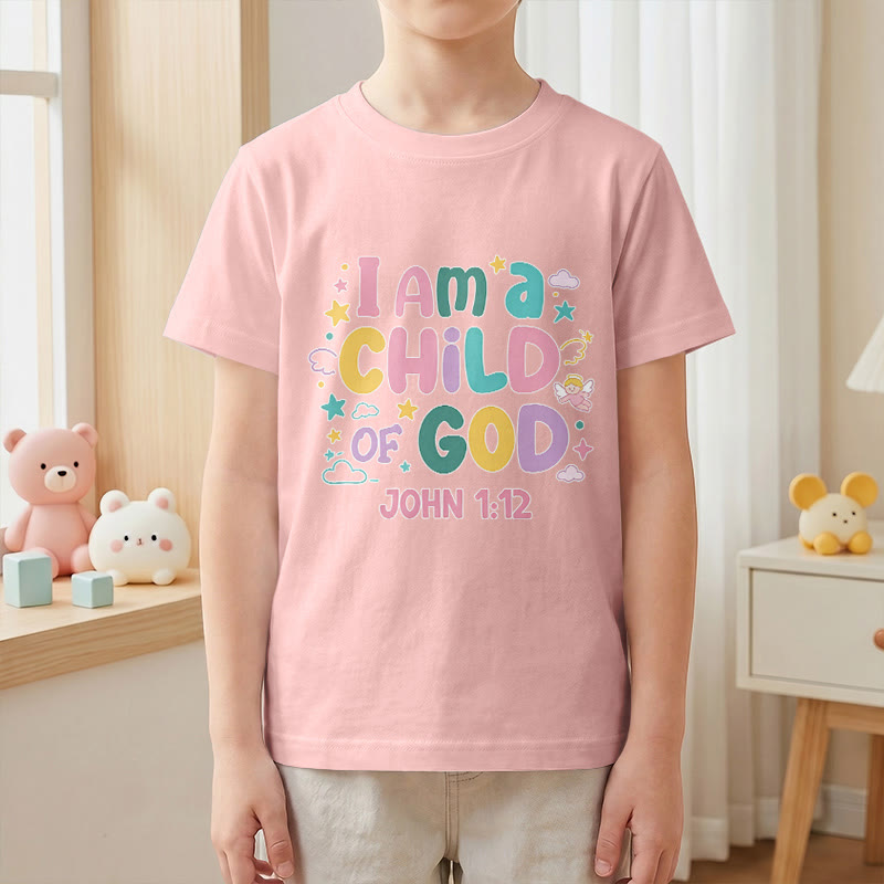 Christianartworkshop Whimsical Angel and Star Accent I Am a Child of God John 1:12 Kids T-Shirt - image 13