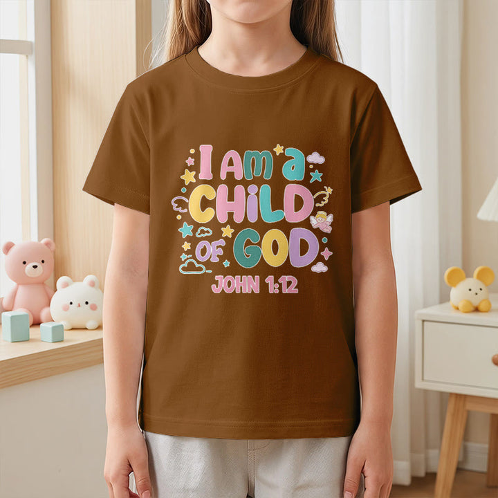 Christianartworkshop Whimsical Angel and Star Accent I Am a Child of God John 1:12 Kids T-Shirt - image 23