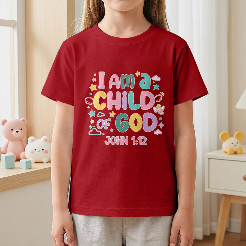 Christianartworkshop Whimsical Angel and Star Accent I Am a Child of God John 1:12 Kids T-Shirt - image 11