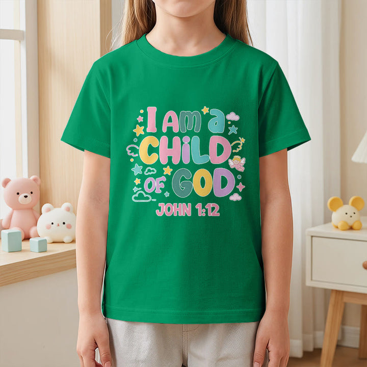 Christianartworkshop Whimsical Angel and Star Accent I Am a Child of God John 1:12 Kids T-Shirt - image 17