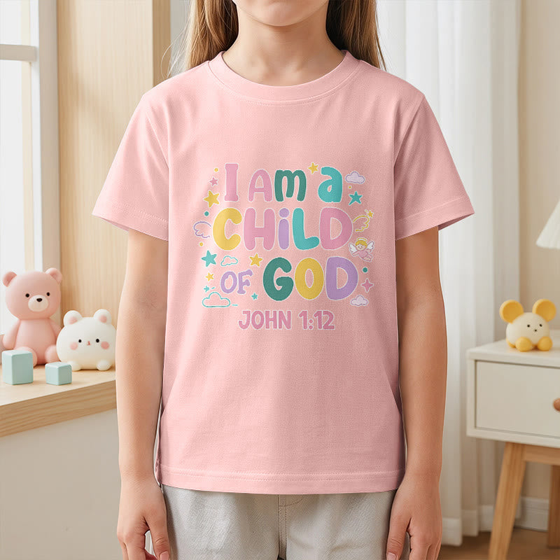 Christianartworkshop Whimsical Angel and Star Accent I Am a Child of God John 1:12 Kids T-Shirt - image 14
