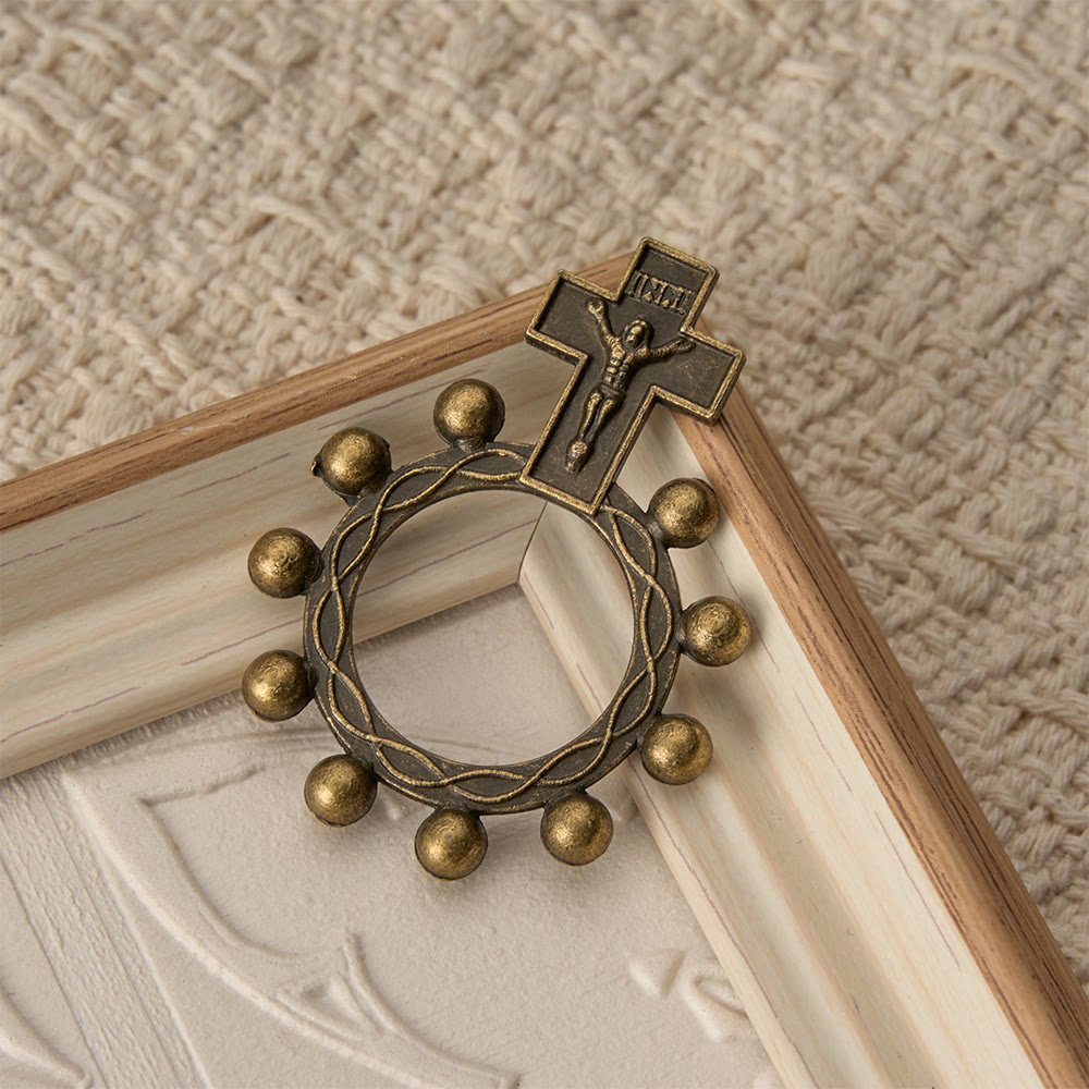 Christianartworkshop Two-Color Crucifix Finger Rosary with Embossed Jesus and Beaded Halo: A Reminder of Divine Grace - image 4