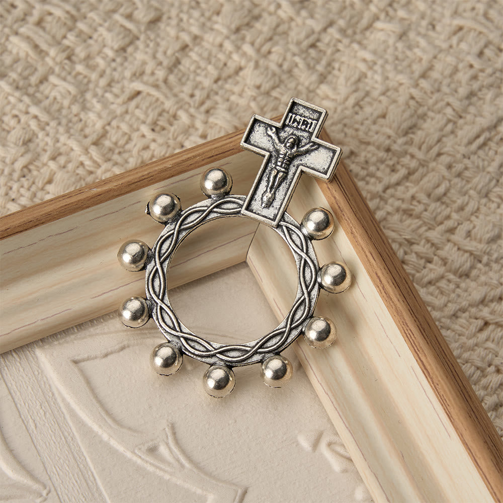 Christianartworkshop Two-Color Crucifix Finger Rosary with Embossed Jesus and Beaded Halo: A Reminder of Divine Grace - image 10
