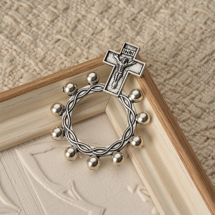 Christianartworkshop Two-Color Crucifix Finger Rosary with Embossed Jesus and Beaded Halo: A Reminder of Divine Grace - image 10