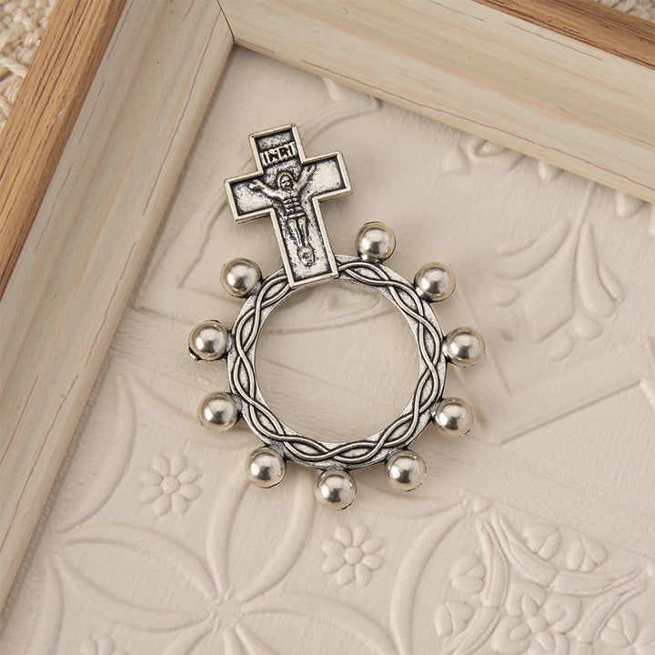 Christianartworkshop Two-Color Crucifix Finger Rosary with Embossed Jesus and Beaded Halo: A Reminder of Divine Grace - image 9