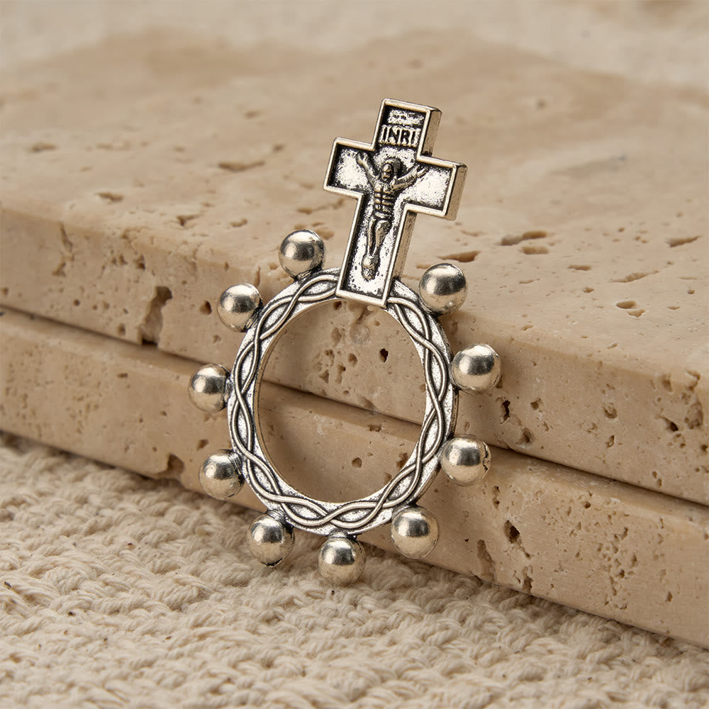 Christianartworkshop Two-Color Crucifix Finger Rosary with Embossed Jesus and Beaded Halo: A Reminder of Divine Grace - image 8