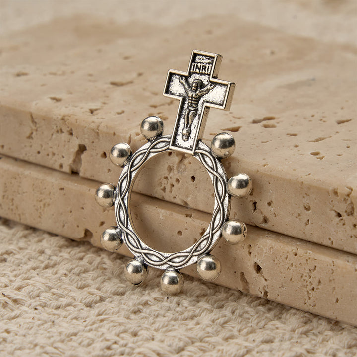 Christianartworkshop Two-Color Crucifix Finger Rosary with Embossed Jesus and Beaded Halo: A Reminder of Divine Grace - image 8